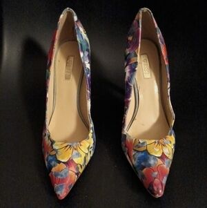 Guess Floral Pointed-Toe Pumps - Yellow, Blue, Red, Purple